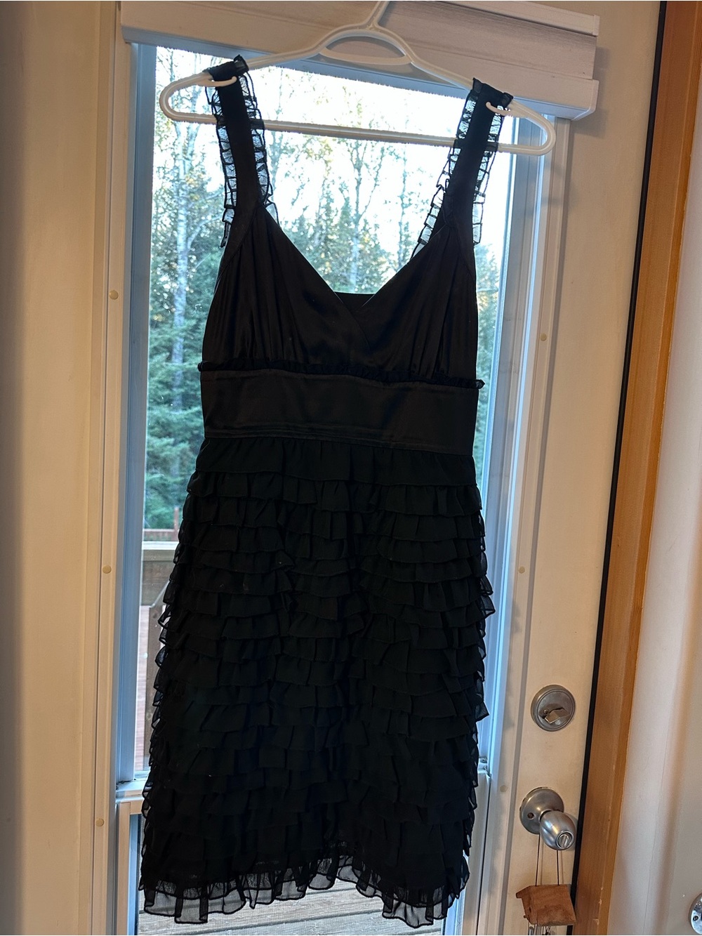 Kensie Black Ruffle Tiered Midi Dress